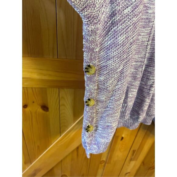 Lane Bryant Lavender White Button Chunky Knit Short Sleeve Cardigan Sweater 26/2 - Picture 3 of 7